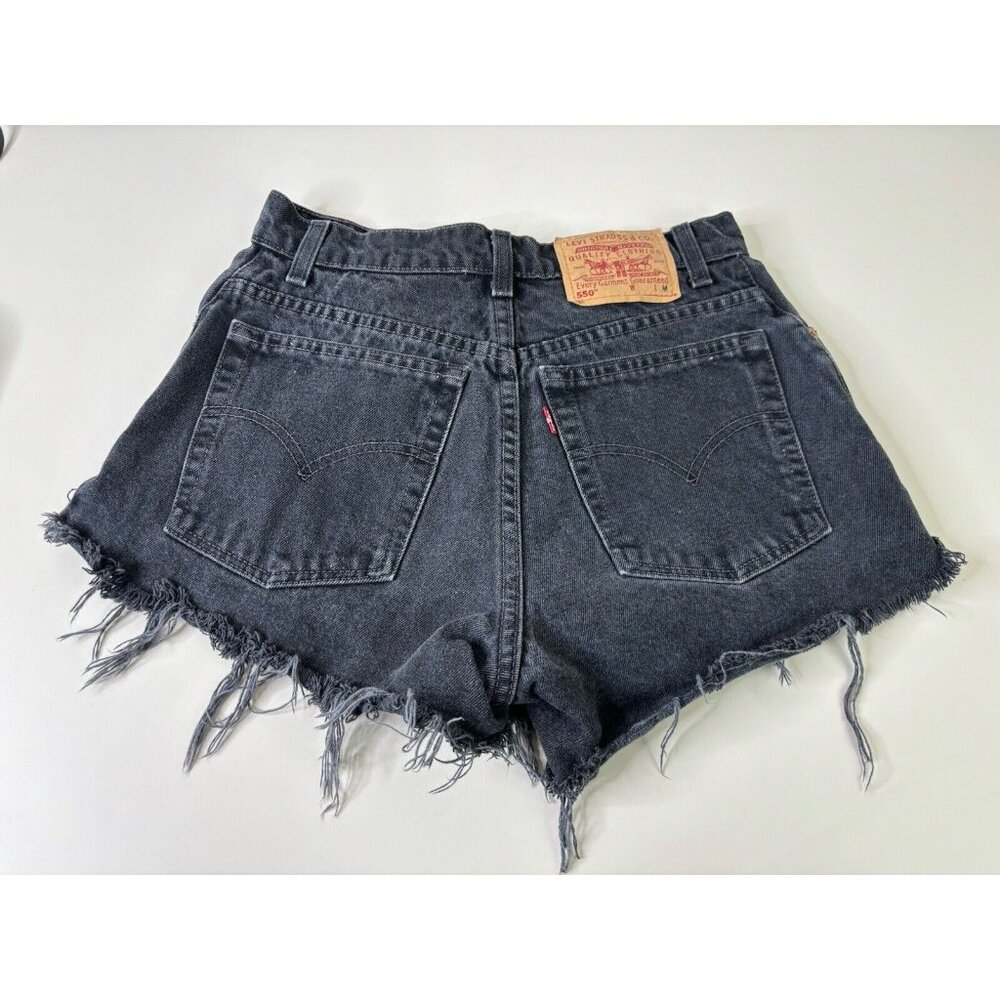 VTG Levi's 550 Sz 8 (Actual 26x2.5) Black Cut Off Booty Shorts 100% Cotton EUC